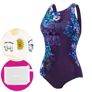 아레나 여성 수영복 일반 에버로즈 원피스 U백 A5FL1LD13 PPL 가방 수모행거 증정