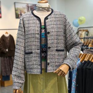 [써스데이아일랜드]라인배색 트위드 자켓 t246ajk534