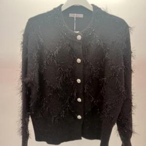 Latium HC06 짧은 비즈배색 앞오픈 수술 라운드 니트티형 기모가디건 T2543cd09B