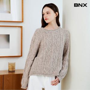[BNX] 물결 꽈배기 라운드넥 긴팔 니트 (BX4KP025L0)