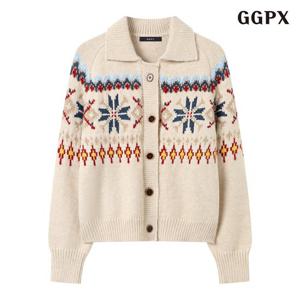 [GGPX] 카라넥 눈꽃 버튼업 긴팔 가디건 (GPDCK042D)