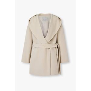 [보브]벨티드 숄 카라 후드 하프 코트 7155416006