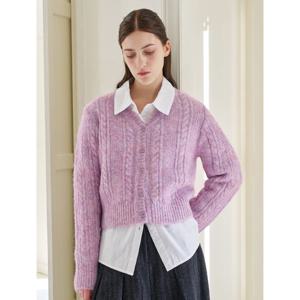 [위시드]꽈배기 패턴 브이넥 루즈핏 니트 가디건 (WICDCD031)