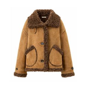 [위시드]퍼 배색 시어링 무스탕 자켓 (WICDJK009)