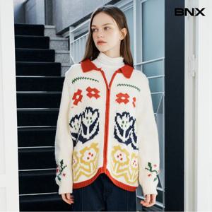 [BNX] 레트로 플라워 패턴 카라 집업 가디건 (BX4CD053L0)