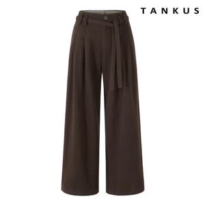 [탱커스]벨티드 기모 뒷 밴딩 코튼 와이드 팬츠 (TX4PT013L0)