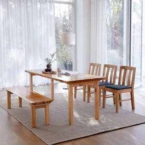 해찬솔 북미산오크 6인 통원목 식탁세트B 2000_TR