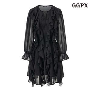 [지지피엑스]러블리 리본넥 쉬폰 시스루 원피스 (GPDOW020D)