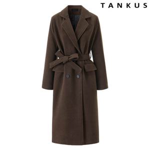 [탱커스]더블 버튼 카라넥 벨티드 롱 코트 (TX4CT008L0)