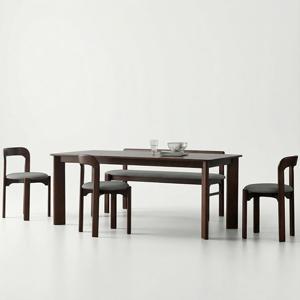 스코나 파인즈 원목 6인 식탁세트(벤치1개+의자3개)