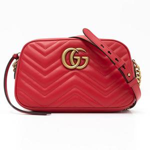 23SS 구찌 GG 로고 마틀라세 레드 여성 레더 숄더백 447632 AABZB 6832
