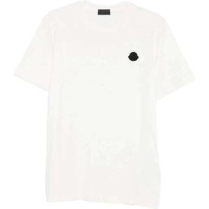 25FW 몽클레어 로고 패치 화이트 반팔 티셔츠 K2091 8C00039 89AYW 031