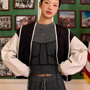 [랩]MARIO소매레더배색 경량패딩 베이스볼 점퍼 AQ4PDA62