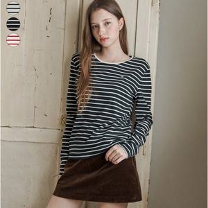 [게스(진)]여성 네크 배색 스트라이프 긴팔티셔츠 OP3K5422