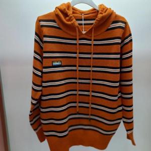 Latium HC06 이중컬러 단가라 스트라이프 벌집 후드 니트티 T2613sw02O