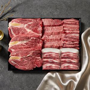 [오늘신선] 한우 투뿔 1++등급 명절 선물 한우선물세트 1kg 예담 청(갈비250+등심250+살치살250+차돌박이250)