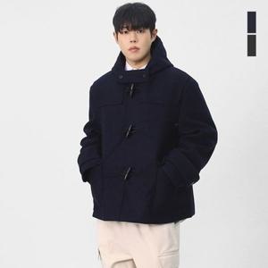 스콰즈 남자 오버핏 울혼방 떡볶이 후드 하프 더플 코트 SAZ003