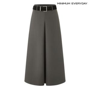 [미니멈][미니멈 에브리데이]모던 핀턱 포인트 벨티드 플레어 롱 스커트 (EC1WH006D)