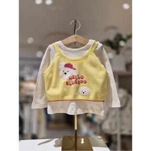 블루독베이비 10 26SS 신상(YE)헬로도기니트베스트아일렛티셔츠세트 (461142200133005)