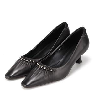 [바바라] 양가죽 베이직 셔링 디테일 여성 펌프스 (굽 5CM) BBJ207BK