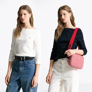 [공식][타미힐피거] 슬림 보트넥 티셔츠 2종 택1 (T22F0TTO001WT1)