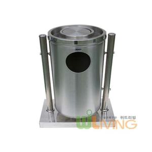 원형행거형 스텐휴지통(B형/385x850/80L) 공원 가로용 페달형쓰레기통 휴지통 재떨이 뱅뱅이 뚜껑 야외쓰레기통 행거휴지통 바퀴휴지통