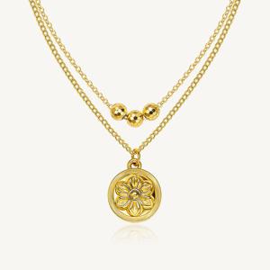 수앤진골드 채움 수막새 볼 체인 목걸이 24K 순금 7.5g