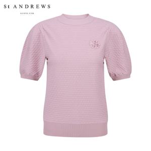 [세인트앤드류스] 여성 엠보 패턴 퍼프 소매 반팔 니트 821D3SR101_PK