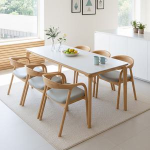 보루네오 아이브 원목 세라믹 6인용 식탁세트 (의자6)