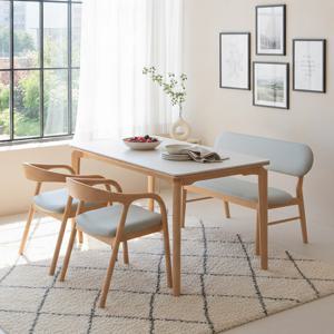 보루네오 아이브 원목 세라믹 4인용 식탁세트 (의자2+벤치1)