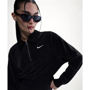 NIKE 스포츠웨어 벨루어 크롭 쿼터집 탑 W - 블랙 세일 HV5031-010 1530567