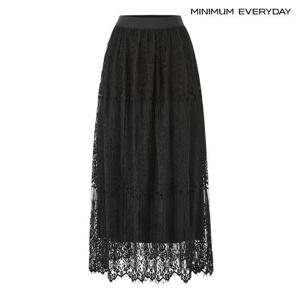 [미니멈][미니멈 에브리데이]페미닌 자수 패턴 레이스 밴딩 롱 스커트 (EC1WH002D)