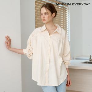 [미니멈][미니멈 에브리데이]레이어드 핀턱 오버핏 벌룬 롱 셔츠 (EC1BA008D)