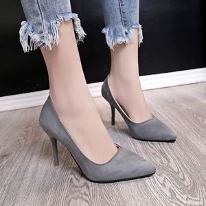 여성 데일리 스웨이드 뾰족코 펌프스 하이힐 LK3801