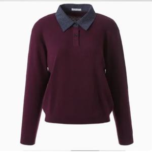 [시슬리] 우븐 셔츠 배색 니트