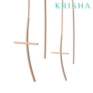 [크리샤]롱 십자가 체인 실버 귀걸이_KSE0212