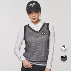 [럽인골프]투빅토리 V넥 망사조끼 여성골프웨어 시스루 베스트