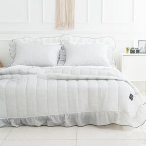 에어밤부 프릴 스노우 리플 Q퀸 여름누비이불패드 풀세트 그레이