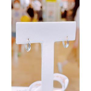 미니골드 14K 심플웨이브링귀걸이 화이트(10mm) ECPM4083W