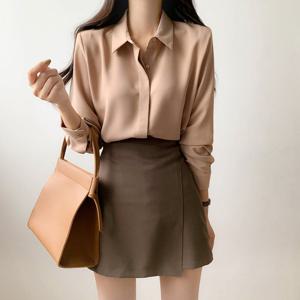 박남매 / 봄가을 링클프리 히든버튼 긴팔 블라우스 실키 10컬러/2사이즈