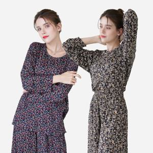 유아굿 여성 25FW 플라워 패턴 플리츠 셋업 4종