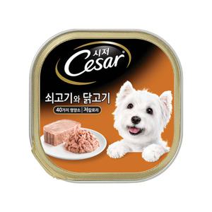 시저 쇠고기와 닭고기 캔 100g 강아지 사료