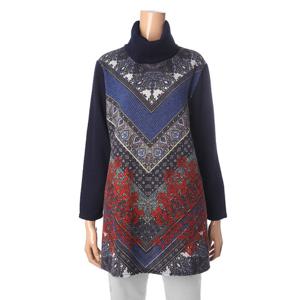 [몬테밀라노]MK012T3102 프린트 배색 기본 목폴라 긴팔 티셔츠