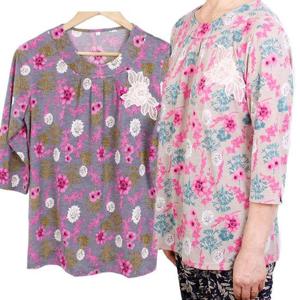 [할마마마] 핀턱라운드칠부티셔츠 봄여름할머니라운드