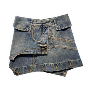 빈티지 데님 모델 레이어드  디자인 미니 스커트 청치마