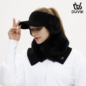 듀빅 여성 페이크 퍼 니트 패치 목도리 DD4WAC681BK