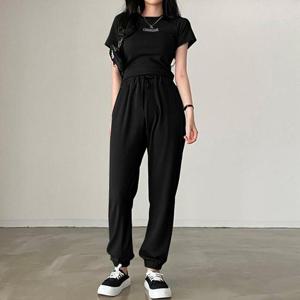 [더블디] 여성 여름 캐주얼 반팔 조거팬츠 편한 셋업 LK-SS40