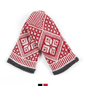 눈꽃 패턴 벙어리 남녀공용 털장갑