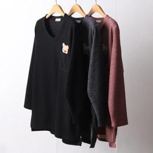 빅사이즈사랑해요 F729L312 브이넥아기곰자수티 RI