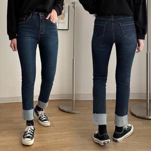 빅사이즈사랑해요 Q305L312 사계절워싱롤업데님팬츠 LO